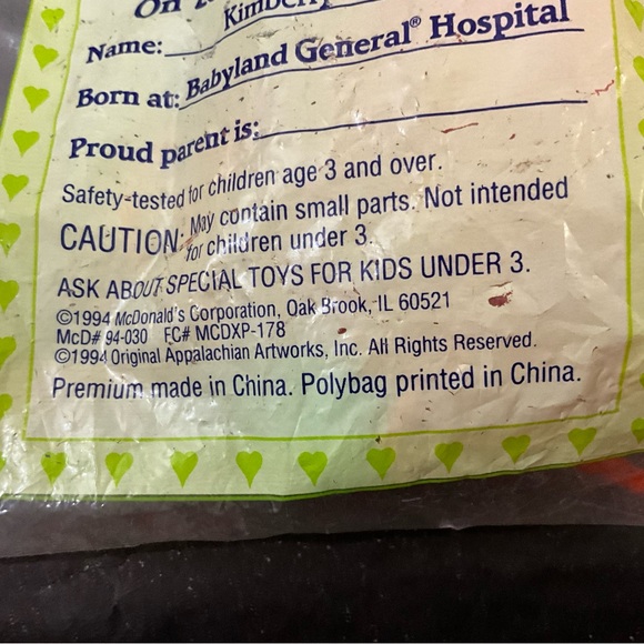 Vintage 1994 McDonald’s Cabbage Patch Kid PVC Figure NOS Red Hair Girl - Picture 4 of 8